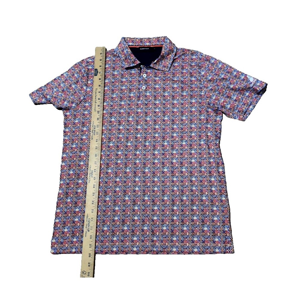 Bugatchi Polo Shirt Mens L Colorful Geometric Short Sleeve Mercerized Cotton - Picture 8 of 12